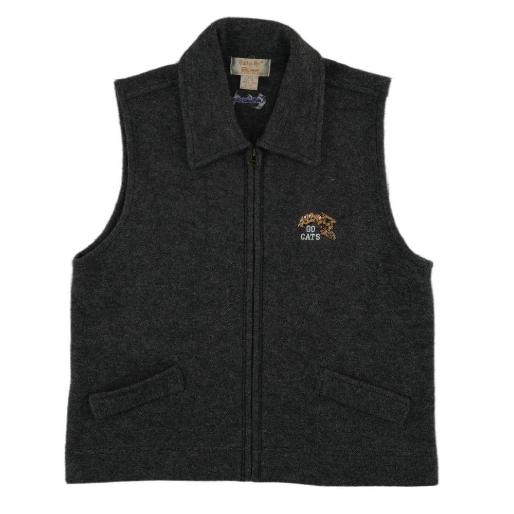 Tally-Ho Wool Vest Men's Size XL Grey Go Cats Kentucky Wildcats Full Zip Vintage